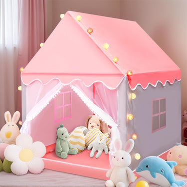 Princess Castle Play Tent House With Ocean Ball Lights - Pink